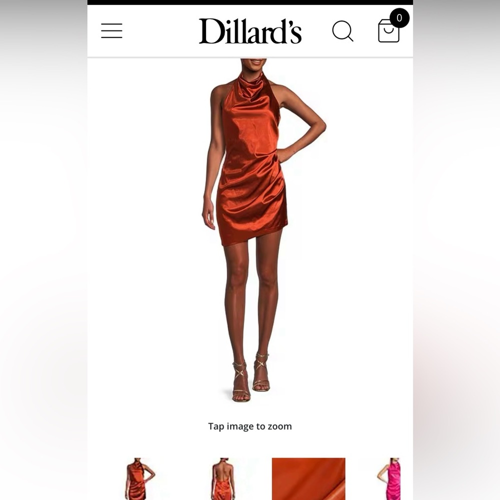 GB Rust Satin Halter Mini Dress